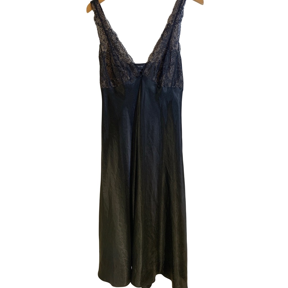 Y2k vintage babydoll whimsigoth Lace Slip Dress Medium Coquette Satin bow‎
